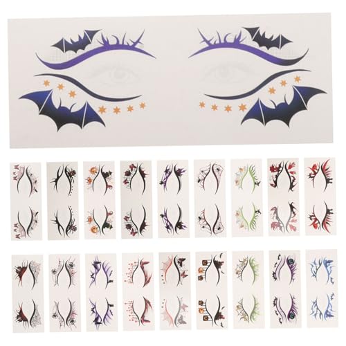 Homoyoyo 19 Stück Wasserdichte Augen Make Up Aufkleber Spinnennetz Make Up Aufkleber Temporärer Totenkopf Eyeliner Halloween von Homoyoyo