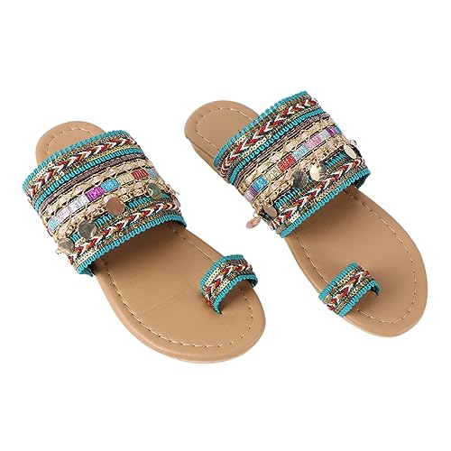 Homoyoyo 1Paar Damen Flache Sandalen Bequeme Sommer Hausschuhe mit Rutschfester Sohle für Reisen Freizeit Leicht Tragbar Stilvolles Bohemian Design Grün Homoyoyo 1Paar Damen Flache Sandalen Bequeme Sommer Hausschuhe mit Rutschfester Sohle für Reisen Freizeit Leicht Tragbar Stilvolles Bohemian Design Grün von Homoyoyo