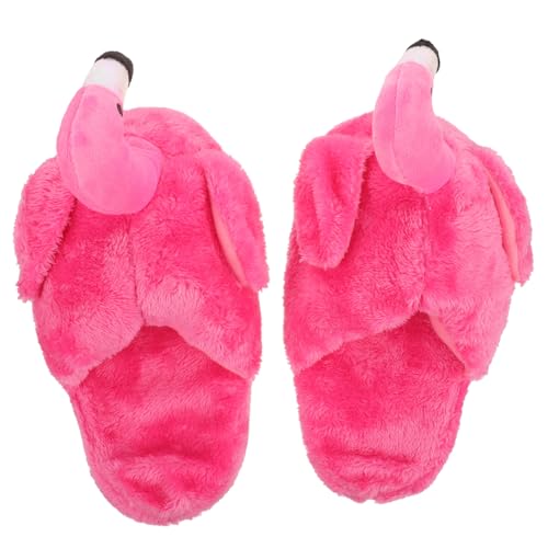 Homoyoyo 1Paar Damen Flamingo Hausschuhe Memory Flauschige Innenhausschuhe Für Gemütliches Zuhause Rutschfeste Sohle Fußlänge von Homoyoyo