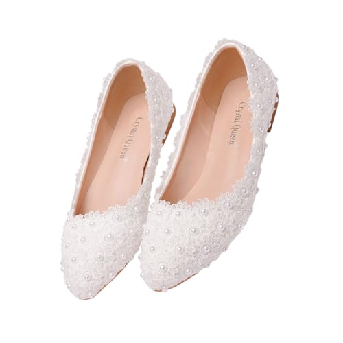 Homoyoyo 1Paar Flache Perlen Sommerschuhe für Damen Spitz Zulaufendes Design Bequeme Freizeit Schuhe für Schwangere Weiße Ballerinas Homoyoyo 1Paar Flache Perlen Sommerschuhe für Damen Spitz Zulaufendes Design Bequeme Freizeit Schuhe für Schwangere Weiße Ballerinas von Homoyoyo