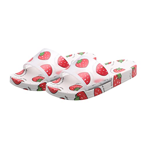 Homoyoyo 1Paar Summer Women Fruit Pattern Slide Sandals Non Slip Strandschuhe For Indoor And Outdoor Use Strawberry Design US von Homoyoyo