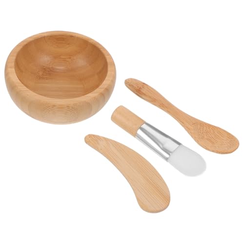 Homoyoyo 1Satz Gesichtsmaskenschüssel Set Teiliges DIY Maskenzubehör mit Holzschüssel Rührstab Pinsel und Löffel für Effektive Gesichtsmasken Herstellung und Hautpflege von Homoyoyo