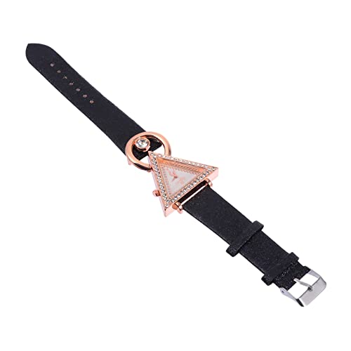 Homoyoyo Damen Armbanduhr Mit Lederarmband Dreieckig Strass Zifferblatt Für Frauen Modeuhr Intarsien Uhr Handgelenkarmband von Homoyoyo