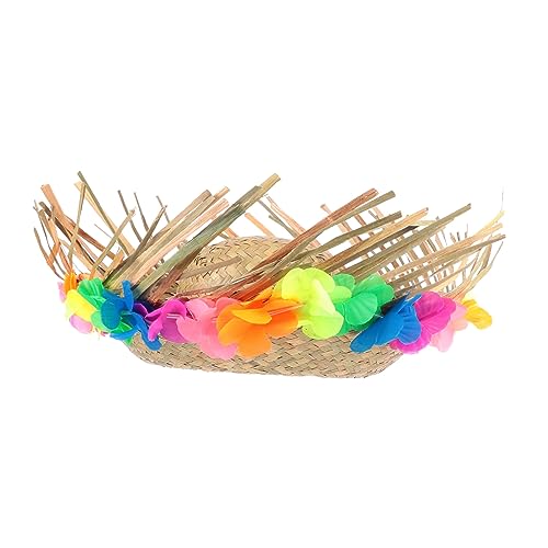 Homoyoyo Hawaiianischer Strohhut Mit Blumendekor Accessoires Für Sommerpartys Strandfeiern Und Kostümpartys Strapazierfähig Wiederverwendbar Für Damen Und Herren von Homoyoyo