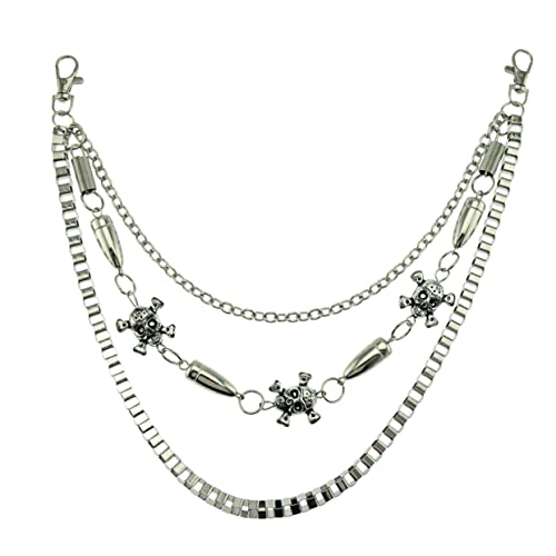 Homoyoyo 1Stück Hip Hop Hosenkette für Punk Style Mehrlagige Schädelkette für Jeans Taschen Verstellbar Glänzend für Männer Frauen Perfektes Accessoire von Homoyoyo