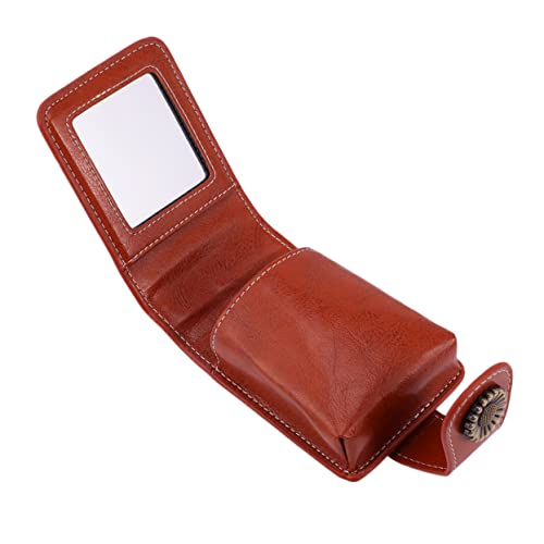 Homoyoyo Lippenstift Tasche mit Spiegel Kleine Lippenstift Tragetasche aus PU Leder Tragbarer Lippenstifthalter für Damen Kosmetiktasche für Reisen von Homoyoyo