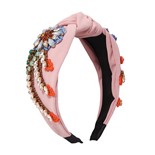 Homoyoyo Retro Strass Haarreif Für Frauen Bestickt Rosa Haarschmuck Für Mädchen Für Partys Und Alltag von Homoyoyo