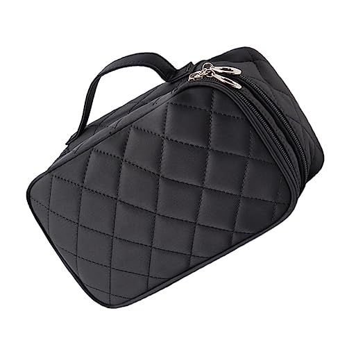 Homoyoyo 1Stück Tragbare Kulturbeutel Doppelschicht Kosmetiktasche für Reisen Make Up Aufbewahrungstasche mit Spiegel Multifunktionale Reise Organizer für Damen von Homoyoyo