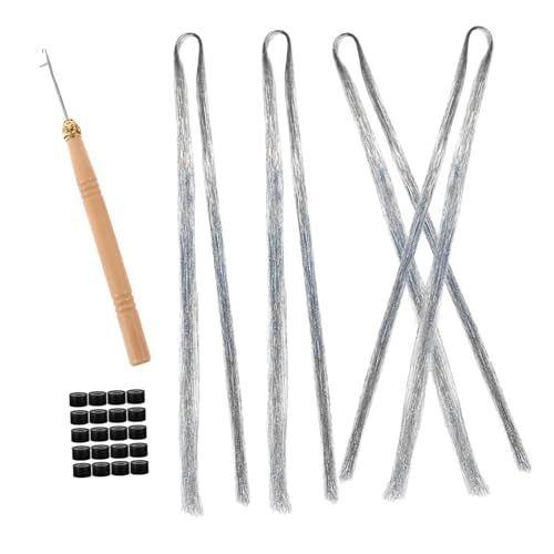 Homoyoyo 1satz Haarverlängerungen Set Für Mädchen Pet Tinsel Strähnen Mit -häkelnadel Und Verbindungsringen Für Partys Und Besondere Anlässe von Homoyoyo