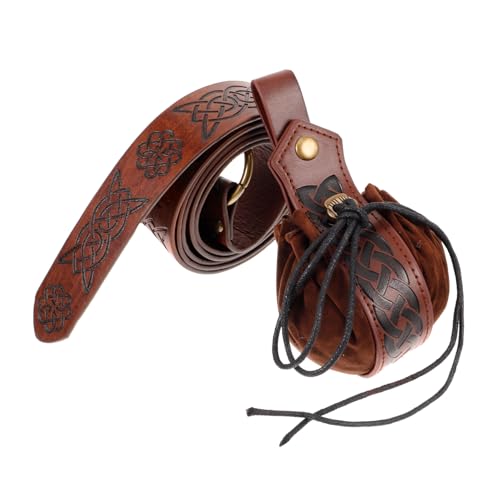 Homoyoyo 1satz Mittelalterliches Gurt Und Taschen-Set Aus Pu-Leder Für Cosplay Und Halloween Teilig Geprägter Gürtel Vintage Geldbörse Stilvolles Renaissance-zubehör Für LARP Und von Homoyoyo