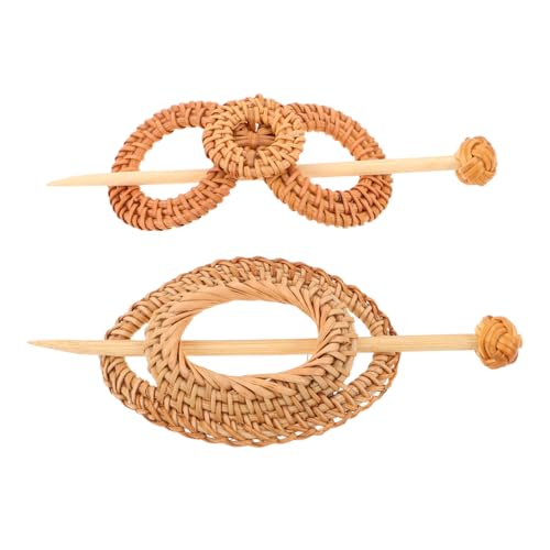 Homoyoyo 2 Boho Haarspangen mit Handgewebtem Rattanstab Dekorative Antike Haarforken Vielseitige Hippie Haaraccessoires für Damen und Teenager Einfaches Styling und Originelles von Homoyoyo