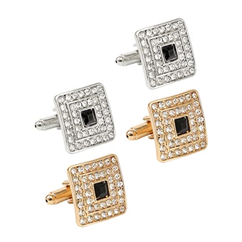 Homoyoyo 2 Paar Diamant Manschettenknöpfe Für Herrenhemden Herrenschmuck Manschettenknöpfe Für Herren Herrenschmuck Manschettenknöpfe Mit Strasssteinen Für Kleidung Manschettenknöpfe von Homoyoyo