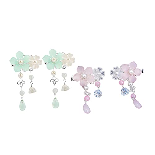 Homoyoyo 2 Paare Antike Haarspangen Blumenförmige Haarklammern mit Quaste Leicht Tragbare Haarschmuck für Mädchen Passend zu Hanfu Kostüm und Prinzessinnen Look von Homoyoyo