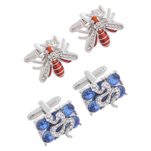 Homoyoyo 2 Paare Bienen-Manschettenknöpfe Stifte binden Abzeichen Ring manschettenknöpfe für herren manchettenknoepfe herren Biene Schmuck Manschettenknöpfe für Business-Anzüge Strasssteine von Homoyoyo