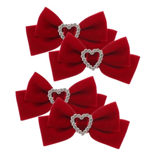Homoyoyo 2 Paare Große Schleifen Haarspangen Rote Haarklammern für Mädchen Niedliche Haarschleifen Festliche Haarschmuck Zubehör Sicherer und Wiederverwendbar von Homoyoyo