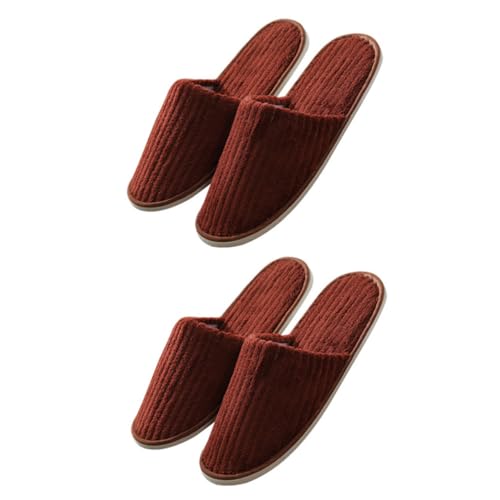 Homoyoyo 2 Paare Leichte nicht Einweg Haushalts Hausschuhe aus Dickem Baumwollmaterial Atmungsaktiv und Warm Bequeme Gäste Pantoffeln in Modischem Kaffee Farbverlauf Rutschfest und von Homoyoyo