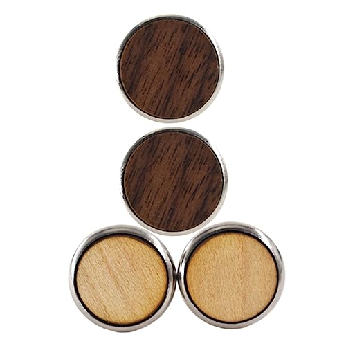 Homoyoyo 2 Paare Runde Holzmanschettenknöpfe Amerikanischem Schwarznuss und Ahornholz Langlebige Hemdknöpfe Fein Poliert Cufflinks für Herren Business und Besondere Anlässe von Homoyoyo