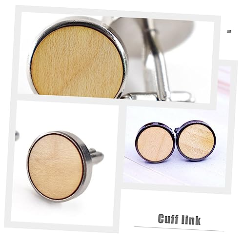 Homoyoyo 2 Paare Runde Holzmanschettenknöpfe aus Amerikanischem Schwarznuss und Ahornholz Handgefertigte Hemdknöpfe Dekorative Verschlüsse für Herren für Business Dinner und Besondere von Homoyoyo