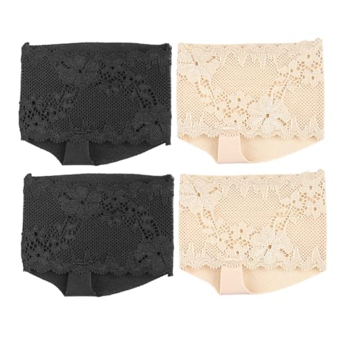 Homoyoyo 2 Paare Rutschfeste Zehensocken für Damen Unsichtbare Fußpolster Offene Zehen mit Kissen Bequeme Liner Socken für High Heels Schwarz und Hautfarbe von Homoyoyo