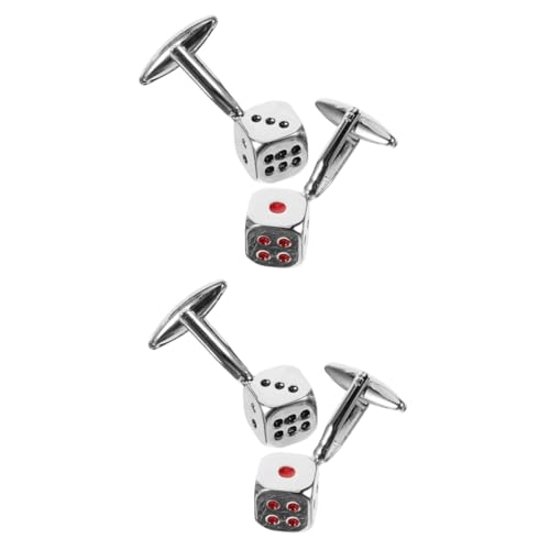 Homoyoyo 2 Paare Silberne Würfelform Manschettenknöpfe für Herren Cufflinks Metall für Anzüge Hochzeiten Besondere Anlässe Stilvolle Kleidung für Männer von Homoyoyo