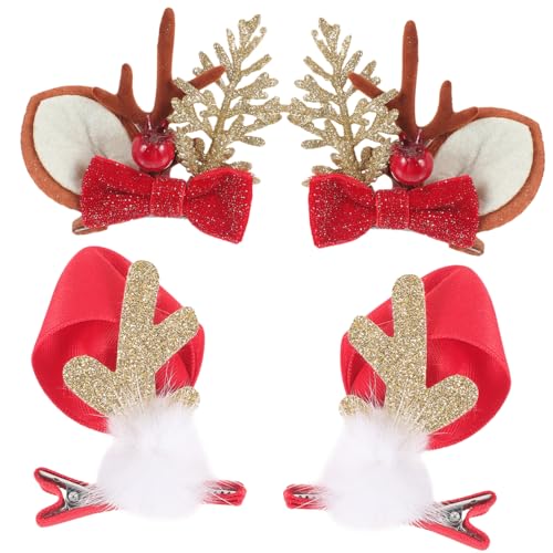 Homoyoyo 2 Paare Weihnachten Haarspangen Geweih Haarclips Metall Leicht Festlich für Damen Party Cosplay Kostüm Haaraccessoires von Homoyoyo