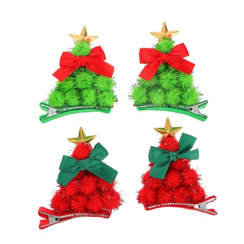 Homoyoyo 2 Paare Weihnachtliche Haarspangen Weihnachtsbaum Haarklammern in Rot und Grün Kreative Xmas Haarklammer für Festliche Frisuren Eleganter Haarschmuck für Damen Einfach zu Tragen von Homoyoyo