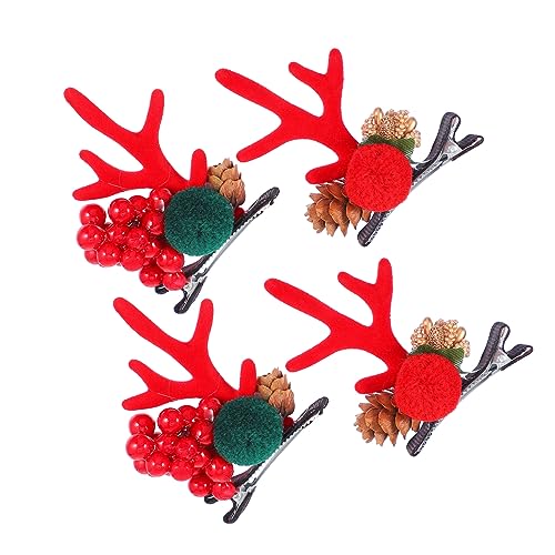Homoyoyo 2 Paare Weihnachtliche Hirschgeweih Haarspangen Antler Haarklammern Festlicher Haarschmuck für Mädchen Frauen Accessoires von Homoyoyo