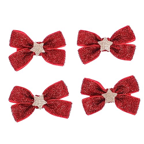 Homoyoyo 2 Paare Weihnachts Haarschleifen Haarbänder mit Elastischen Schleifen Ponytail Halter für Mädchen Festlich Haarschmuck Weich und Rutschfest für Verschiedene Frisuren von Homoyoyo