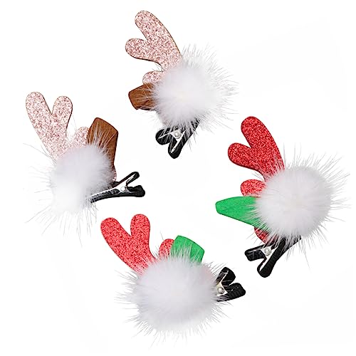 Homoyoyo 2 Paare Weihnachts Haarspangen Rentiergeweih Haarklammern Festlich Süßer Haarschmuck für Mädchen Party Kopfschmuck von Homoyoyo