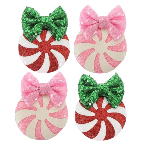 Homoyoyo 2 Paare Weihnachts Haarspangen mit Glitzernden Pailletten Schleifen Design Festhaltend und Dekorativ Geeignet für Mädchen Festtags Haarschmuck für Weihnachten und Partys von Homoyoyo