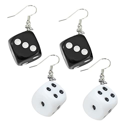 Homoyoyo 2paare Würfelohrringe Für Frauen Punk-würfel-design Mit Baumelnden Würfelanhängern Ästhetischer Schmuck Aus Harz Leicht Und Angenehm Zu Tragen von Homoyoyo