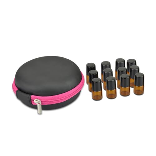 Homoyoyo 2 STK. Fach Ätherische Öle Aufbewahrungstasche Rollerflaschen Organizer Eva-Innenfutter Pu-Leder Stoßfest Tragbar Reise Kosmetiktasche frei von Flaschen von Homoyoyo
