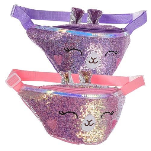 Homoyoyo Glänzende Kinder-gürteltasche – 2-teilige Gürteltasche Mit Glitzer-Pailletten Für Mädchen – Verstellbarer Gürtel Für Kinder Mit Schultergurten von Homoyoyo