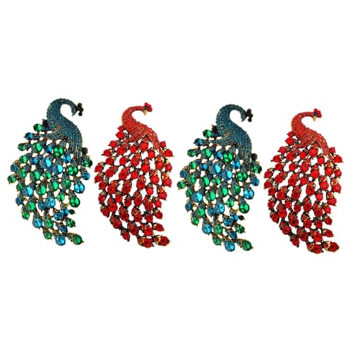 Homoyoyo 2 Sätze Glitzernde Pfauenbroschen Für Frauen Tierbroschen Für Kleidung Schals Modisches Accessoire Für Damen 2 Stück * 2 von Homoyoyo