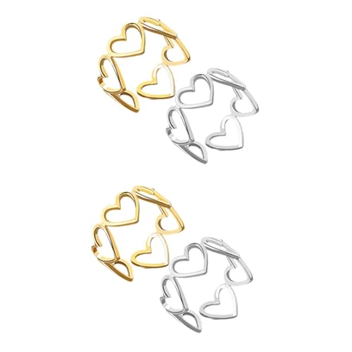 Homoyoyo 2 Sätze Herz Ringe Für Damen Teiliges Offener Fingerring Mit Hohlem Eleganter Schmuck Für An Freundinnen Ehepartner Platin Goldfarbe 2 Stück * 2 von Homoyoyo