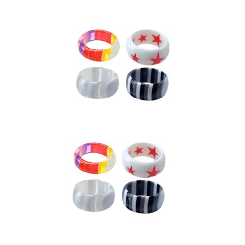 Homoyoyo 2 Sätze Layered Decorative Finger Ring Teiliges Verschiedenen Farben Für Damen Eleganter Schmuck Für Besondere Anlässe Tägliche Nutzung Einzigartiges Design Für 4 Stück * 2 von Homoyoyo