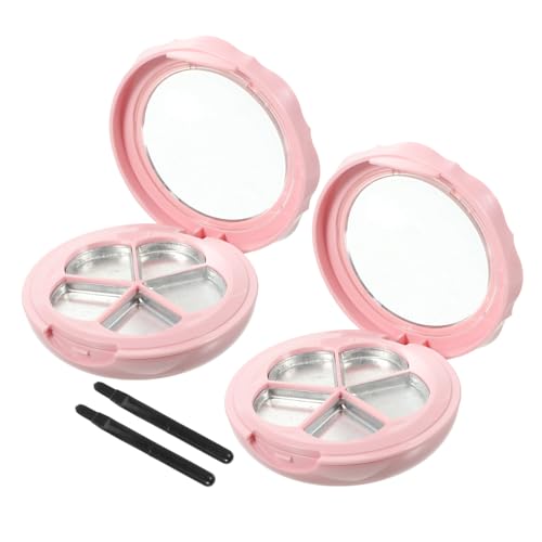 Homoyoyo 2 Sätze Nachfüllbare Lippenstift Lidschatten Box mit Spiegel und Pinsel Leere Kosmetikdose zum DIY von Augenbrauenpuder Make up Organizer für Frauen und Farbe von Homoyoyo