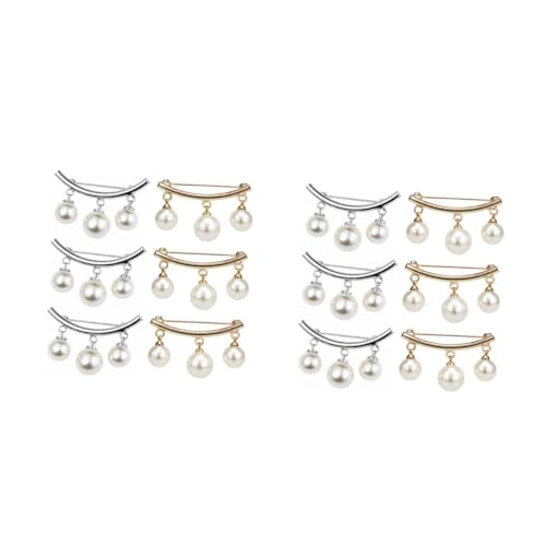 Homoyoyo 2 Sätze Teiliges Broschen Mit Perlen Für Damen Verstellbare Anstecknadeln Zur Fixierung Von Kleidung Schals Eleganter Halsschmuck Für Besondere Anlässe 6 Stück * 2 von Homoyoyo