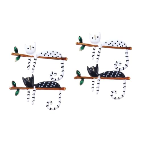 Homoyoyo 2 Sätze Teiliges Katzenbroschen Set Für Frauen Niedliche Emaille Anstecker Für Jacken Hüte Kleidung Eleganter Schmuck Für Besondere Anlässe Schwarze Weiße Designs 2 Stück * 2 von Homoyoyo