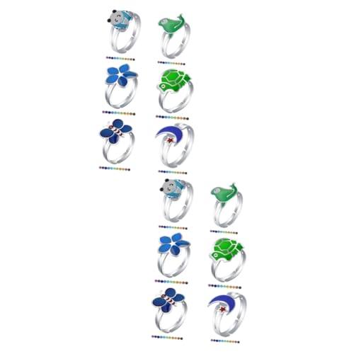 Homoyoyo 2 Sätze Teiliges Thermochromische Finger Ringe Für Farbwechselnde Cartoon Schmuckstücke Lustige Tiermuster Für Partys Geschenkidee Für Freunde Familie 6 Stück * 2 von Homoyoyo