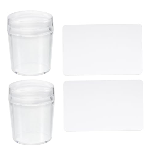 Homoyoyo 2 Sätze Transparente Silikon Nagelstempel mit Deckel Nail Art Stempel Set für DIY Maniküre und Nageldesign Schaber und Griff von Homoyoyo