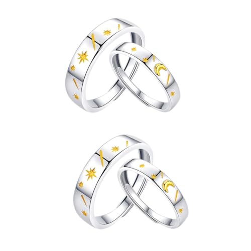Homoyoyo 2 Sätze Verstellbare Partner Ringe Kreative Stern Ringe Symbol Für Versprechen Für Valentinstag Jubiläen 2 Stück * 2 von Homoyoyo