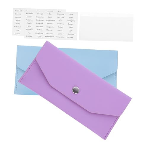 Homoyoyo 2 Sätze Wiederverwendbare PU Geldbörse Teiliges mit Etiketten Wasserfestes Cash Envelope Wallet für Bargeld Schecks Karten Sicherer Druckknopfverschluss für Alltag Büro Reisen von Homoyoyo