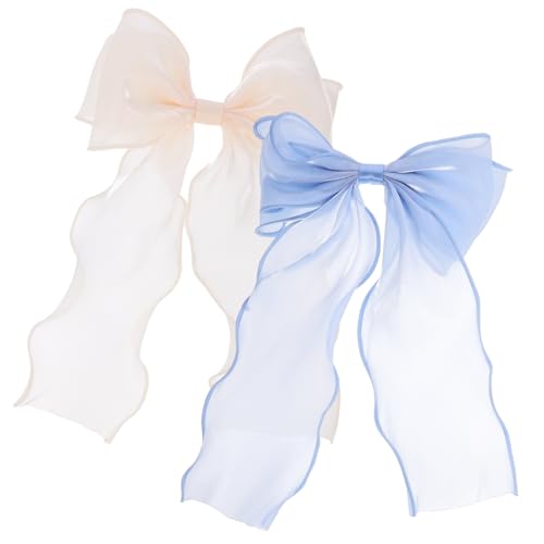 Homoyoyo 2 Stck Haarklammern mit Schleifen aus Netzstoff Frühlings Haarclips in Champagner und Blau Dekorative Haarschmuck für Mädchen und Damen für Party Geburtstag und Alltag von Homoyoyo