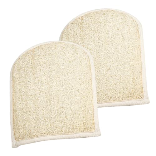 Homoyoyo 2 Stck Peelinghandschuhe aus Natürlichem Loofah Badehandschuh mit Feiner Struktur für Sanftes Körperpeeling Reiche Schaumbildung Hautfreundlich für Erwachsene und Frauen Beim von Homoyoyo