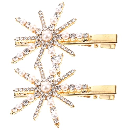 Homoyoyo 2 Stck Schneeflocken Haarklammern mit Funkelnden Strasssteinen und Perlen Teiliges Leichter Haarschmuck für Damen Dekorative Haarspangen für Weihnachten Hochzeit Party und Alltag von Homoyoyo