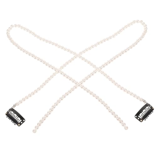 Homoyoyo 2 Stck Teiliges Perlen Haarschmuck Ketten Design für Zöpfe Haarkette aus Künstlichen Perlen Langlebiges Zubehör für Damen Eleganter Look für Alltag und Festtage von Homoyoyo