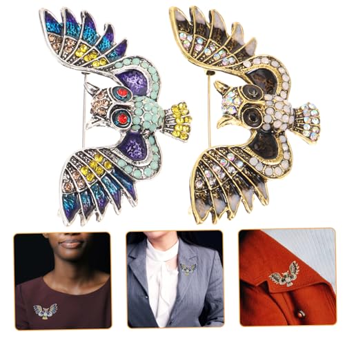 Homoyoyo Eulenbrosche 2 Stück Süße Dekorative Anstecknadel Metall mit Strass für Damen Kleidernadel für Mantel Tasche und Schals von Homoyoyo