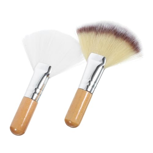 Homoyoyo 2 Stck. Teiliges Fan Make Up Pinsel Weiche Synthetische Borsten Highlight und Gesichts Puder Pinsel Kompaktes Design für Gleichmäßiges Auftragen für Lose Puder Setting Damen von Homoyoyo