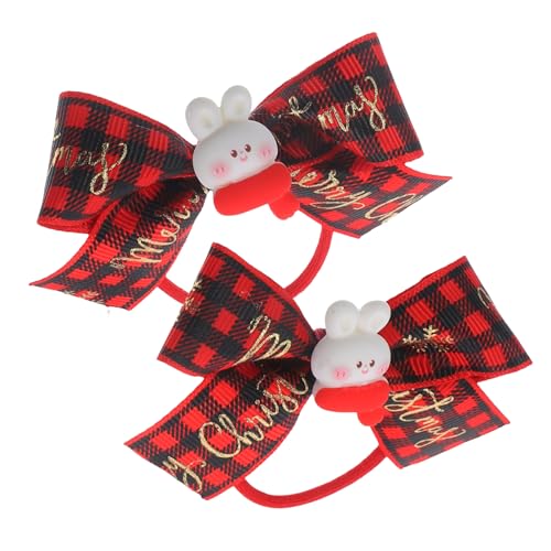 Homoyoyo 2 Stck. Teiliges Weihnachts Haargummis mit Niedlichem Schleifen Design Elastische Ponytail Halter für Mädchen Festhaltend bei Dickem Haar Bunte Haarkrawatten für Alltag und Party von Homoyoyo